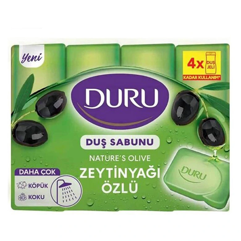 صابون-زیتون-دورو-برای-بدن-بسته-4-عددی-وزن-600-گرم صابون حمام روغن زیتون دورو DURU تعداد 4 تایی - تصویر 1