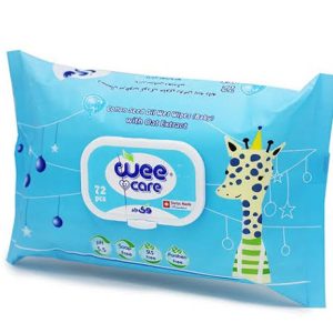 دستمال مرطوب نوزاد وی کر Wee Care فاقد پارابن حاوی روغن پنبه دانه و عصاره جو 72برگی