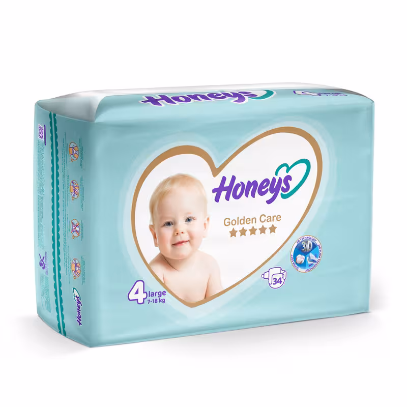 پوشک هانیز سایز ۴ بسته ۳۸ عددی اصل